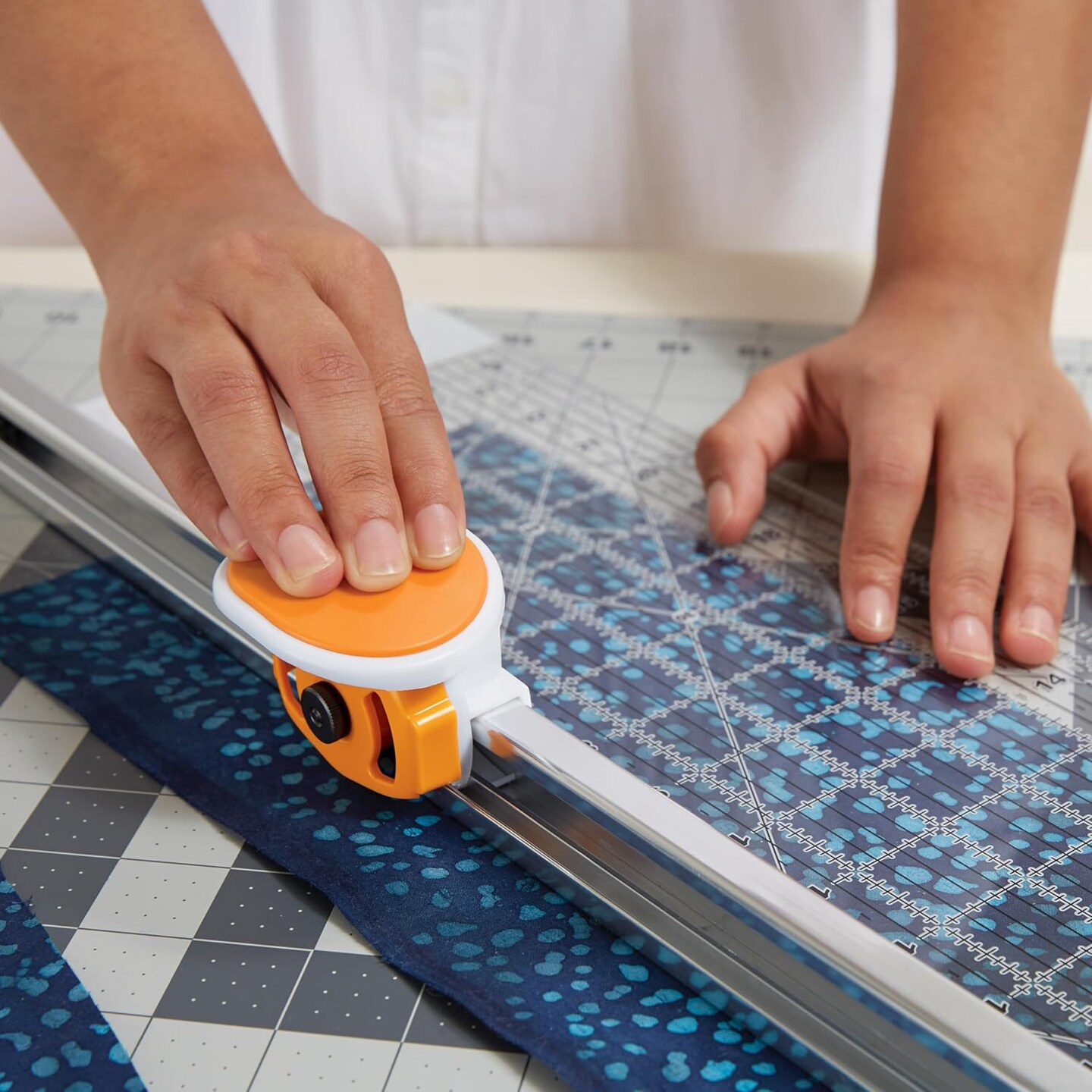Rotary Cutter and Ruler Combo - 24&#x22;L x 6&#x22;W Fabric Cutter with Gridlines - Craft Supplies - Gray - Clear
