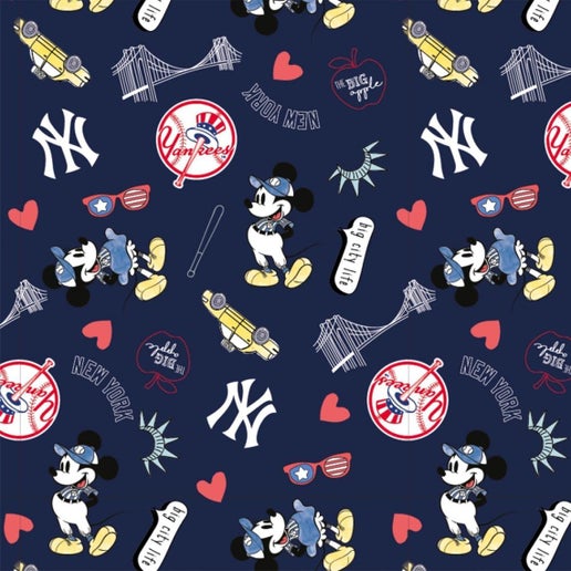 Licensed MLB New York Yankees Disney Mash-Up Cotton 60280B Fabric by the Yard
