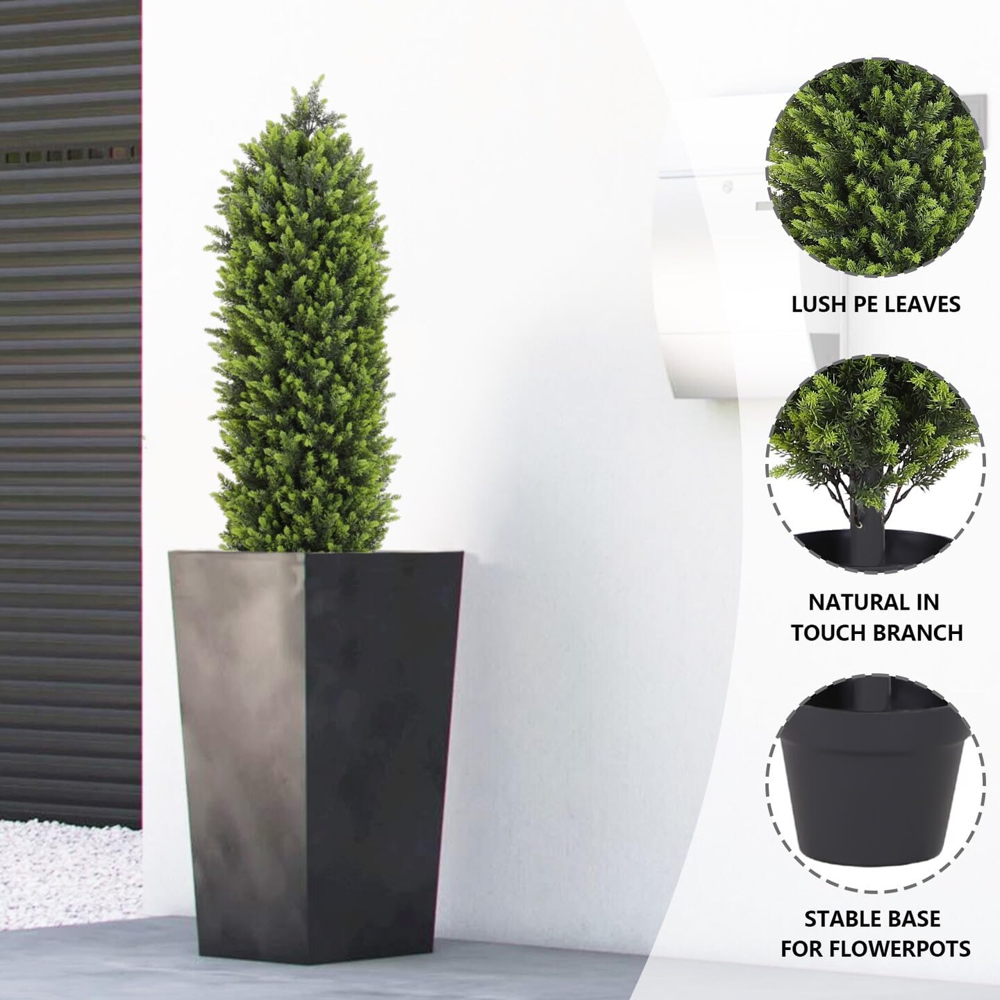 4ft Artificial Boxwood Topiary Trees Set of 2 - UV Resistant Faux Plants for Outdoor/Indoor
