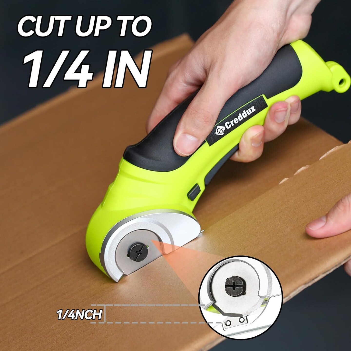 Cordless Electric Scissors, 4.2V Cardboard Cutter Tool for Cardboard Carpet Leather Packages Plastic with Rechargeable Battery Green