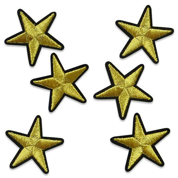 Star Sm 1.5&#x22; Iron On Applique/Patch Gold 6 pc