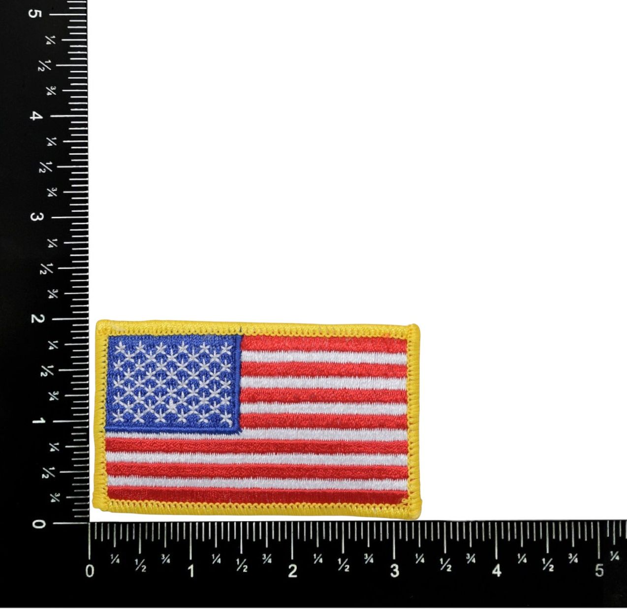 US Flag, Yellow Border, American, Embroidered, Iron on Patch