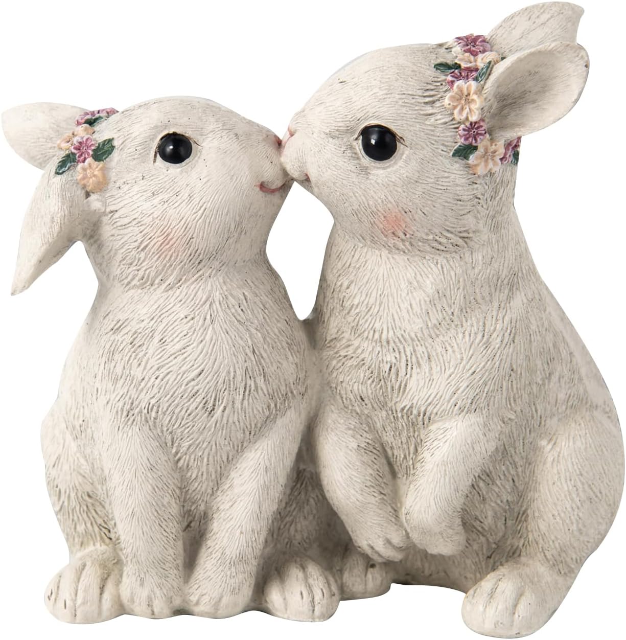 Kissing Bunny Figurine – Resin Easter Spring Tabletop Decor 4x2.5x3.5”