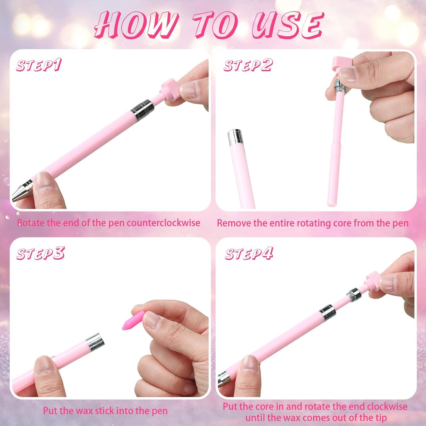 2-Pc Diamond Painting Pens with 40 Wax Refills for DIY Beads and Gems