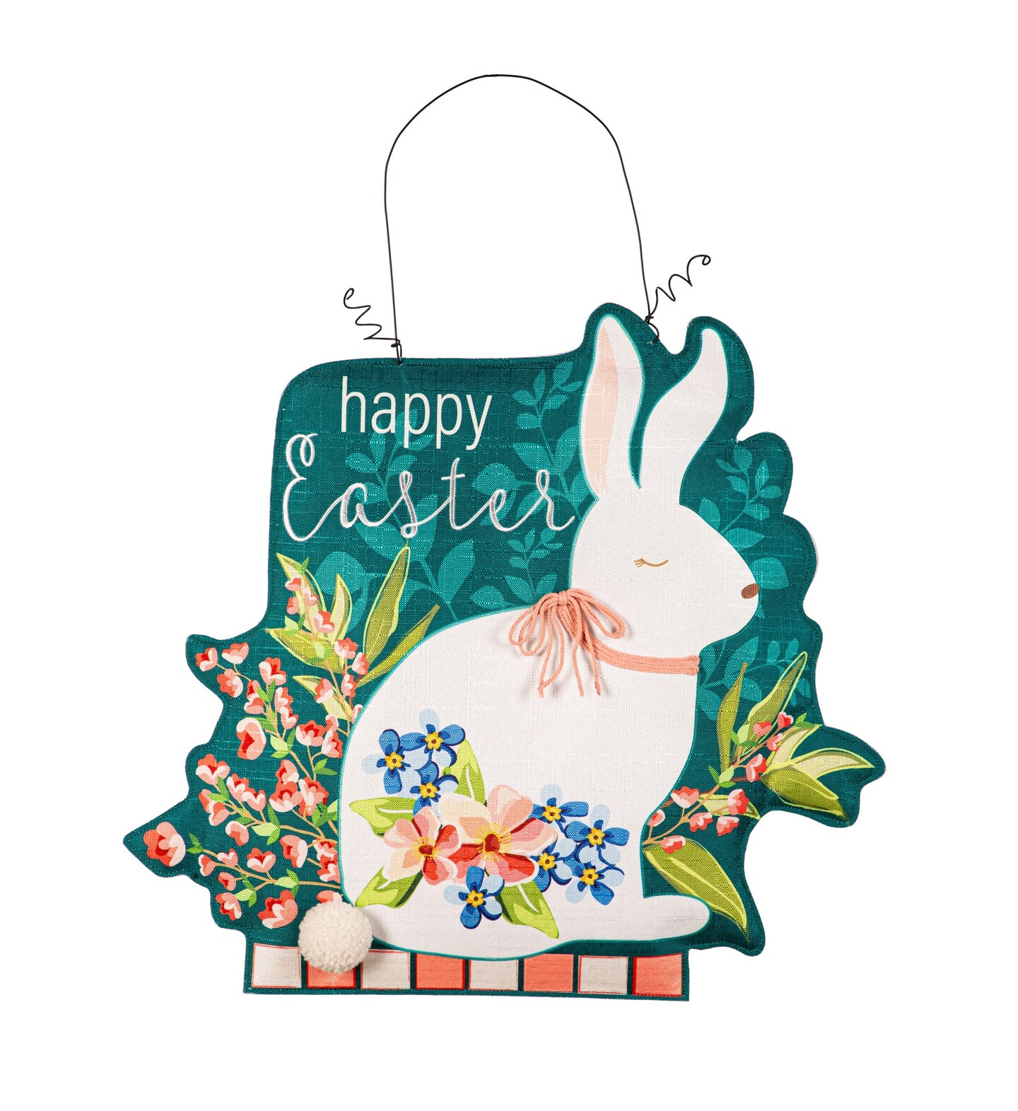 Easter Bunny and Spring Birdhouse Reversible Door Decoration