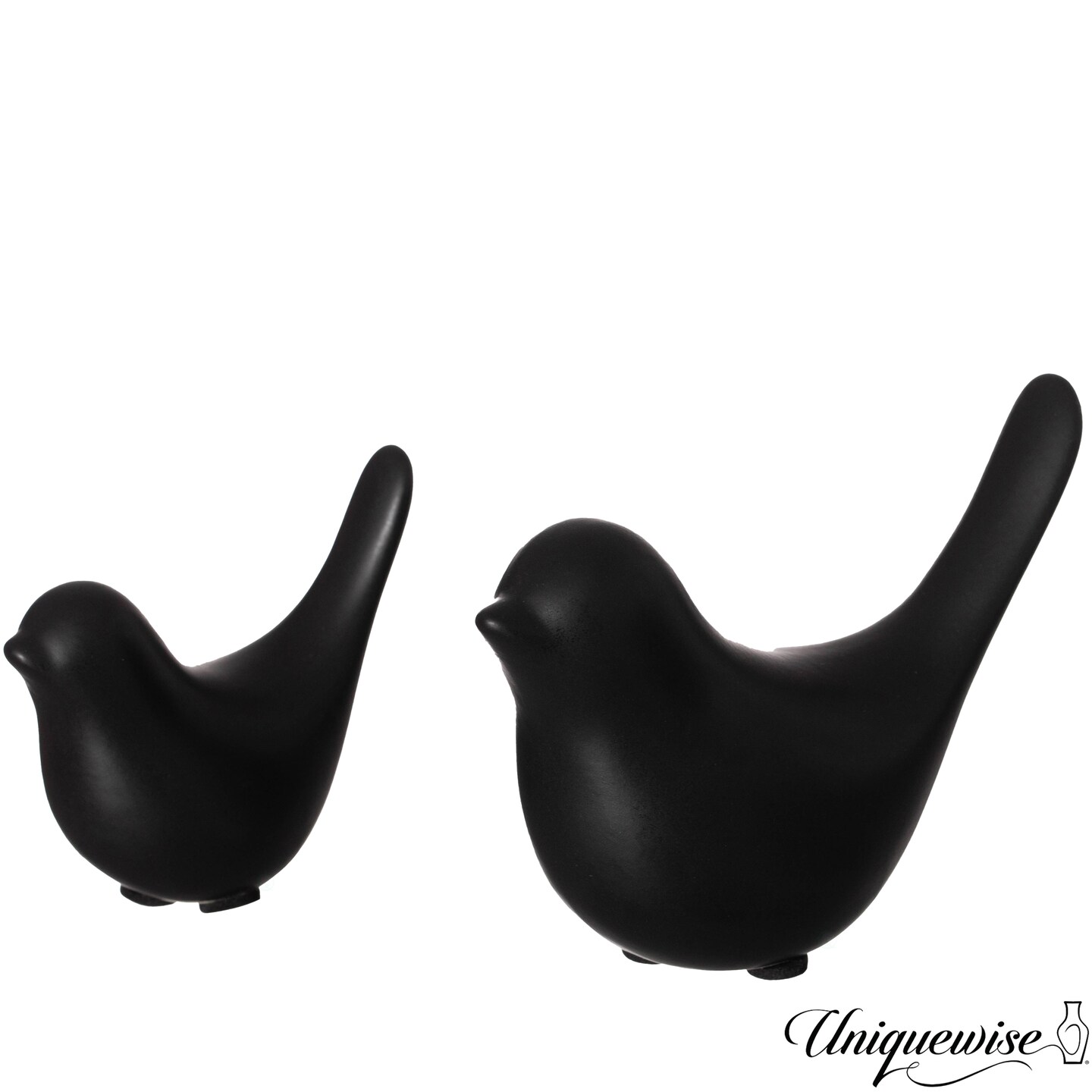 Uniquewise Set of 2 Black Ceramic Bird Statue