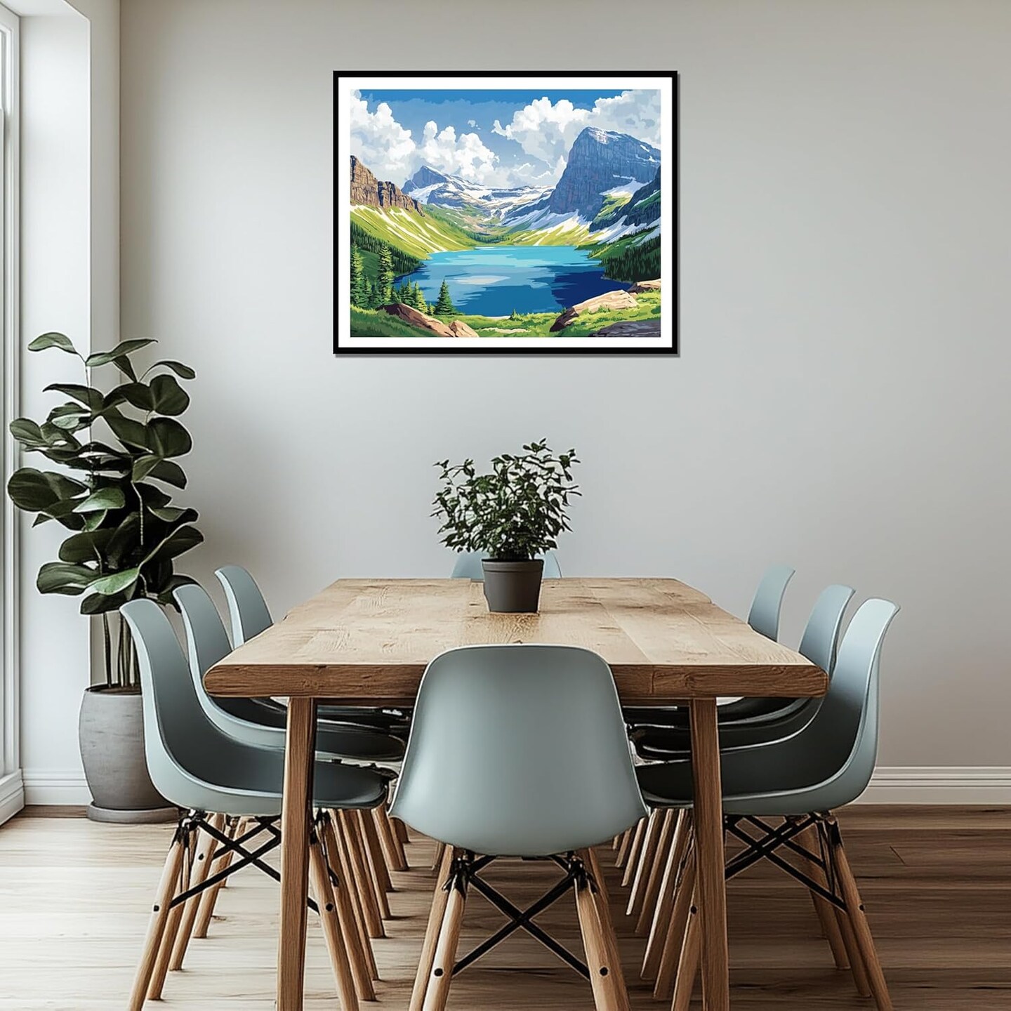 Glacier National Park Paint by Number, Grinnell Lake Paint by Numbers for Adults, Mountains Canvas Wall Art, Glacier Poster Home Wall Decor - Snow Mountain Landscape(16x20inch, No Frame)