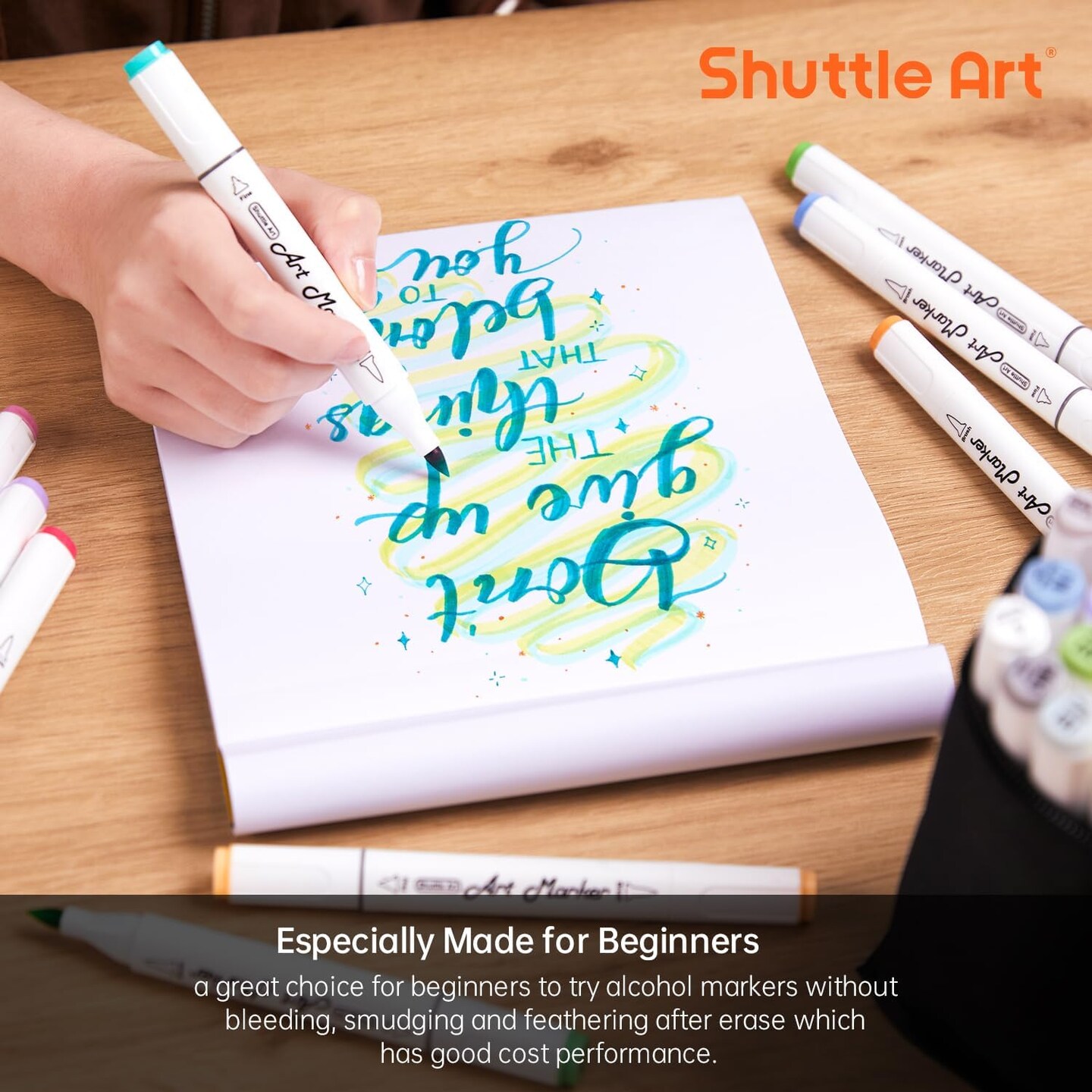 Marker Pad, 8.3&#x201D;x7.67&#x201D; Portable Square Sketchbook, 50 Sheets Marker Drawing Paper, 98LB/160GSM Smooth Surface Bleedproof Art Paper, Glue-Bound, Great for Beginners to Draw, Paint &#x26; Sketch