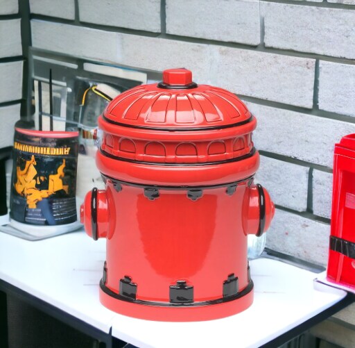 Ceramic Red Fire Hydrant Cookie Jar, Gift for Fire Fighter, Fire Station Decor, Home Decor, Gift for Him, Gift for Her