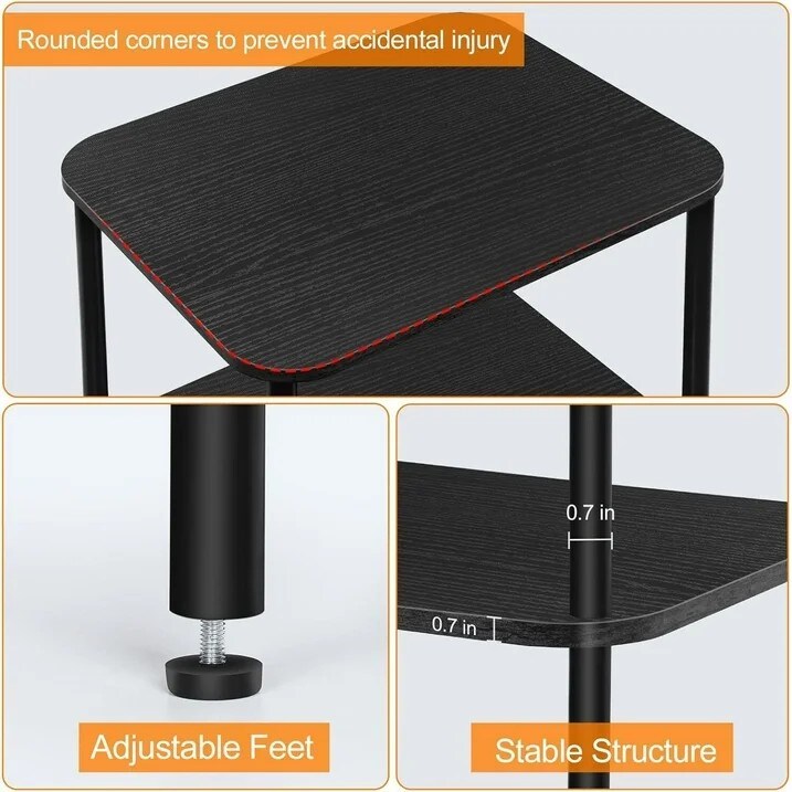 3 Tier End Table, Telephone Table, Narrow Side Table with Storage for Sofa Couch
