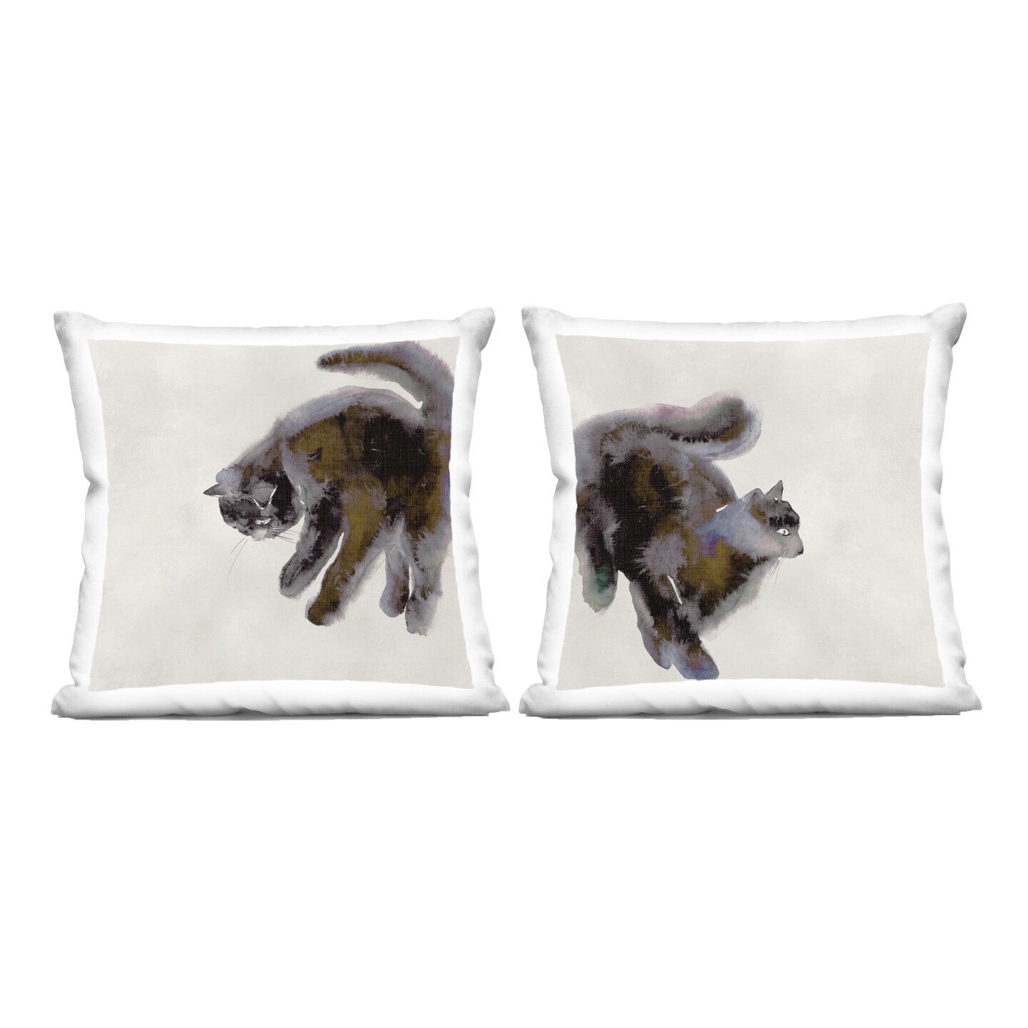 Stupell Industries Fuzzy Black Cats on Beige 2pc Decorative Printed Throw Pillow Set Design by Melissa Wang, 18 x 7 x 18
