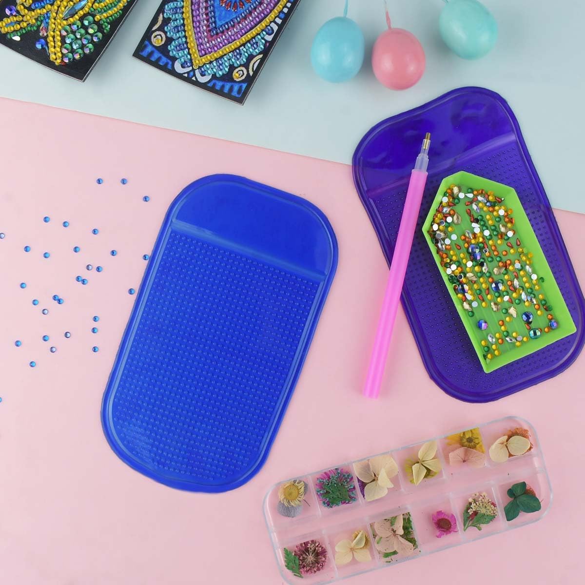 thumbnail image 2 of Diamond Painting DIY Anti-Slip Sticky Mat Tool 5D Diamond Embroidery Accessories For Fixing Trays (3pcs Purple 2 of 14