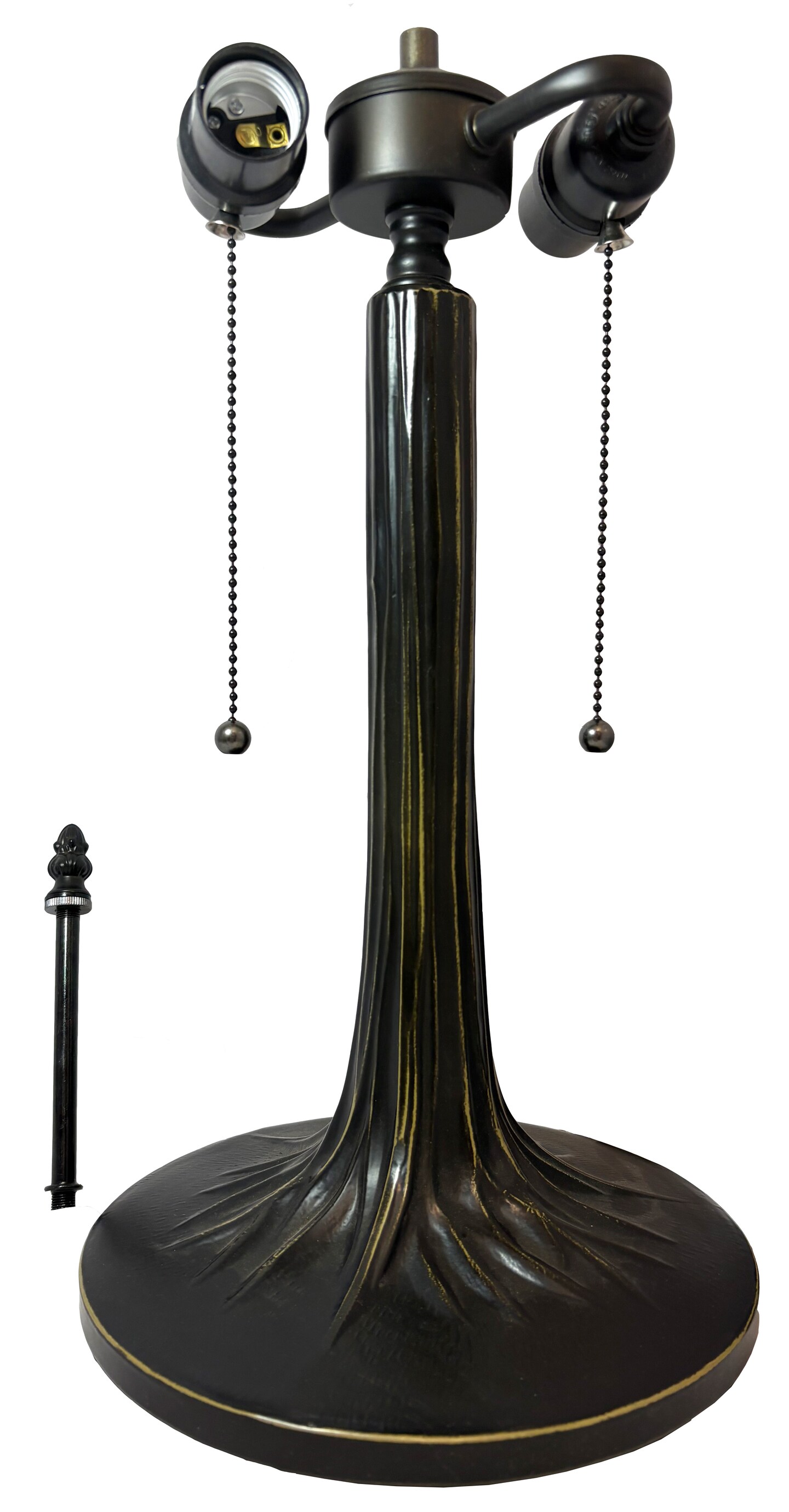 Tree Trunk Metal Lamp Base, Antique Bronze Finish With Gold Highlights, Nicely Weighted, 20-1/2&#x22; Tall