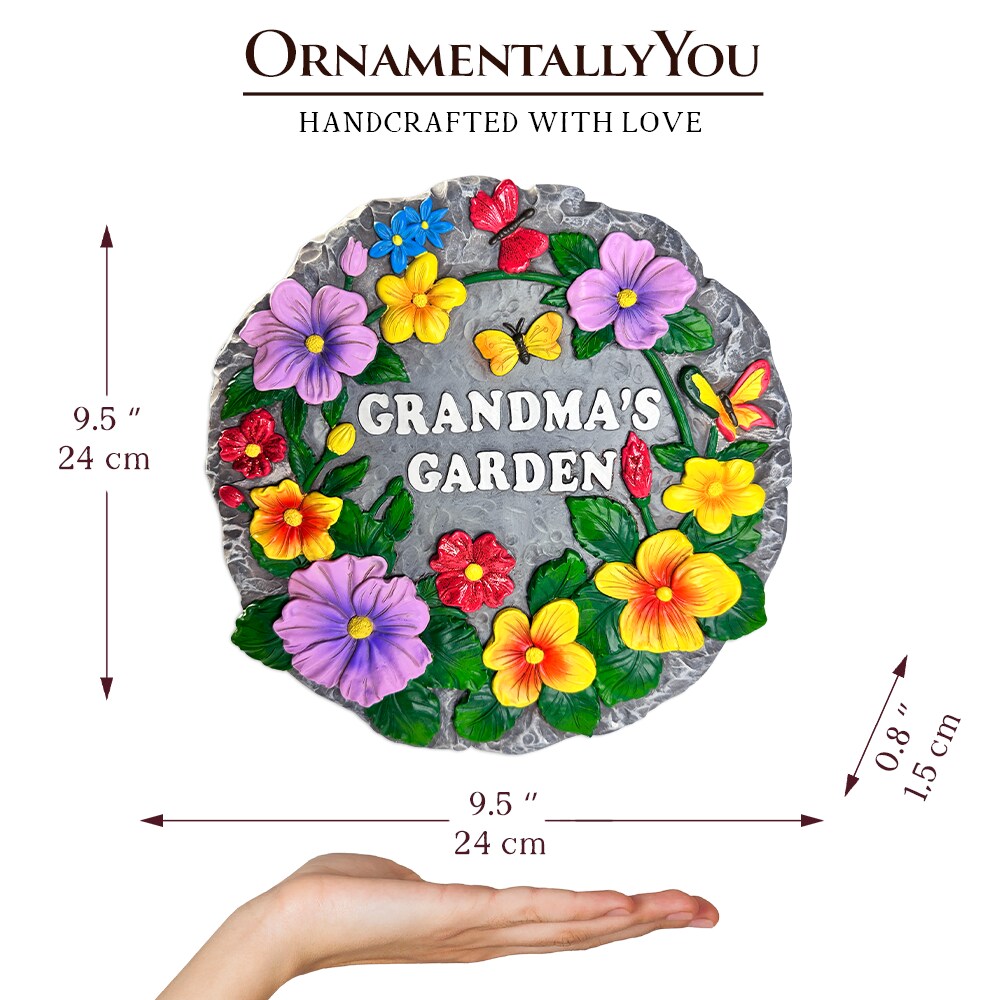 Grandma&#x2019;s Garden Floral Stepping Stone, 9.5&#x22; Decorative Outdoor Decoration