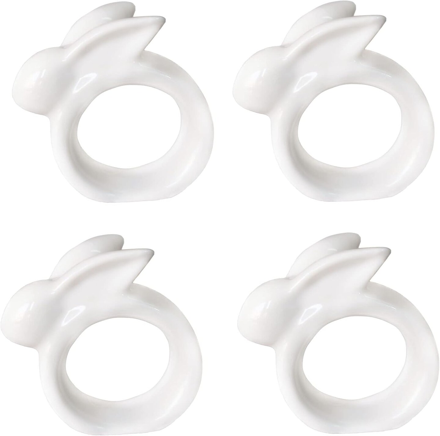 Set of 4 Porcelain Rabbit Napkin Rings – Vintage White Easter Bunnies