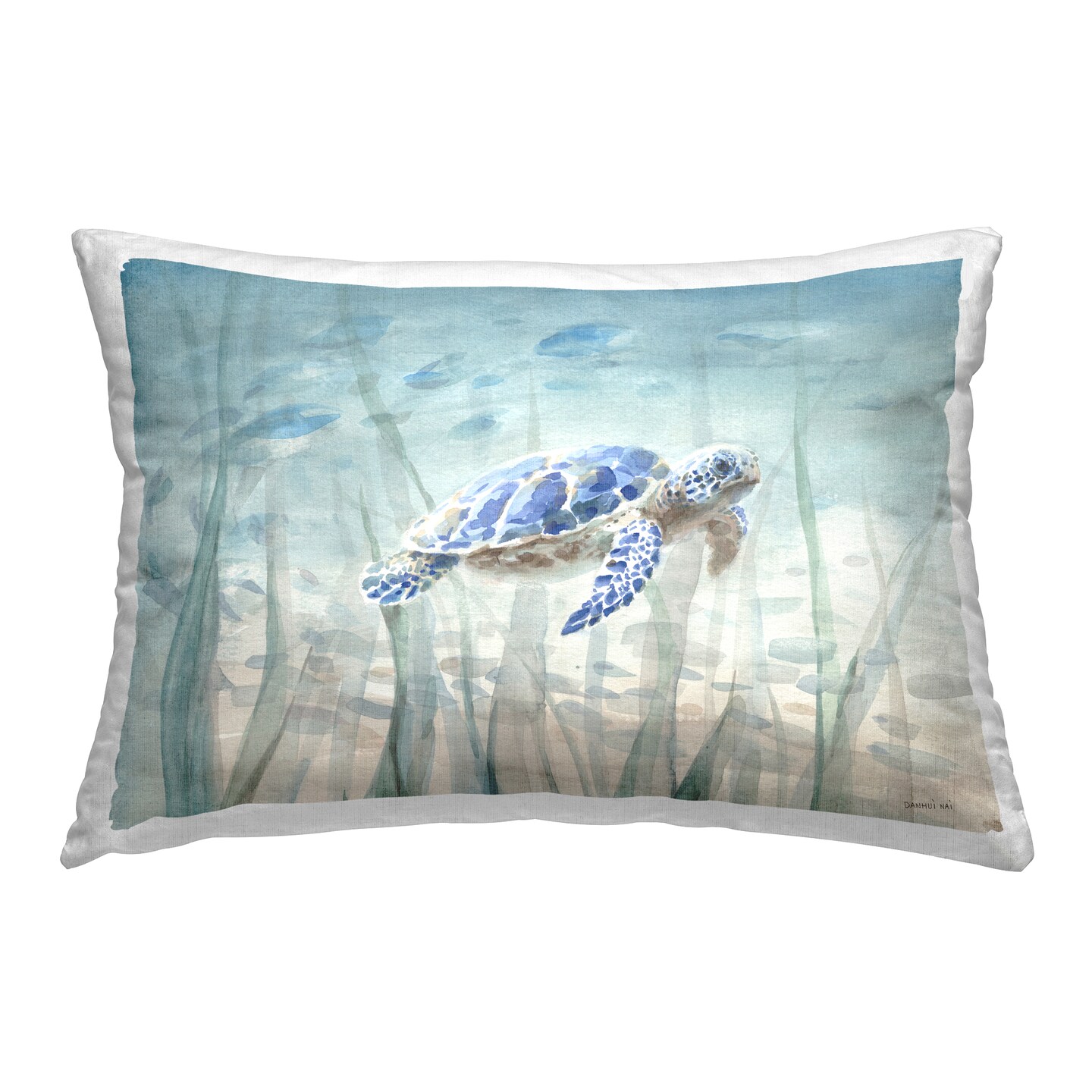 Stupell Industries Undersea Turtle Swim Decorative Printed Throw Pillow Design by Danhui Nai, 14 x 7 x 20