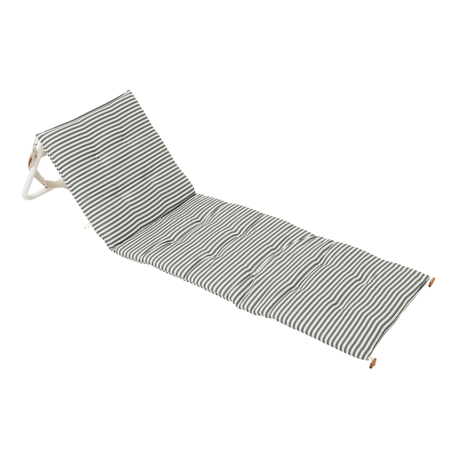 Sunnylife: Reclining Beach Chair - The Vacay Olive - Outdoor & Pool Chaise Lounge, Water Resistant Cotton Canvas, Adjustable Back, Green Cream Stripe