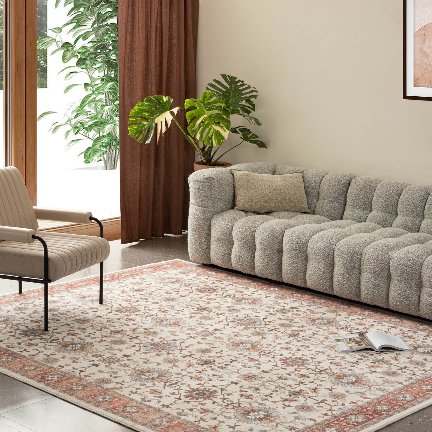 8&#x27; x 10&#x2019; Classic Persian Floral Oriental Red/ Ivory Area Rug
