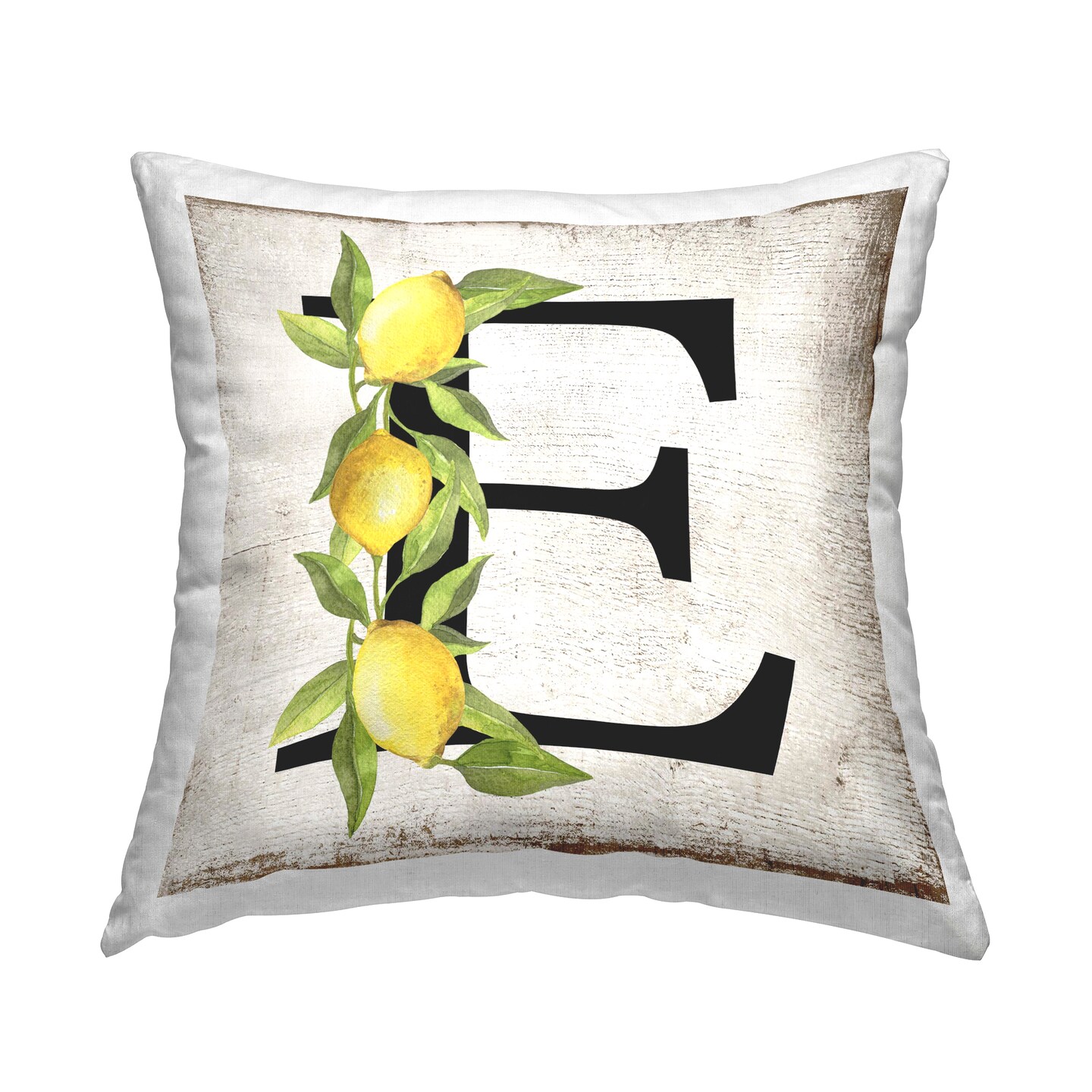 Stupell Industries E with Lemon Letter Decorative Printed Throw Pillow Design by Creatif Belle, 18 x 7 x 18
