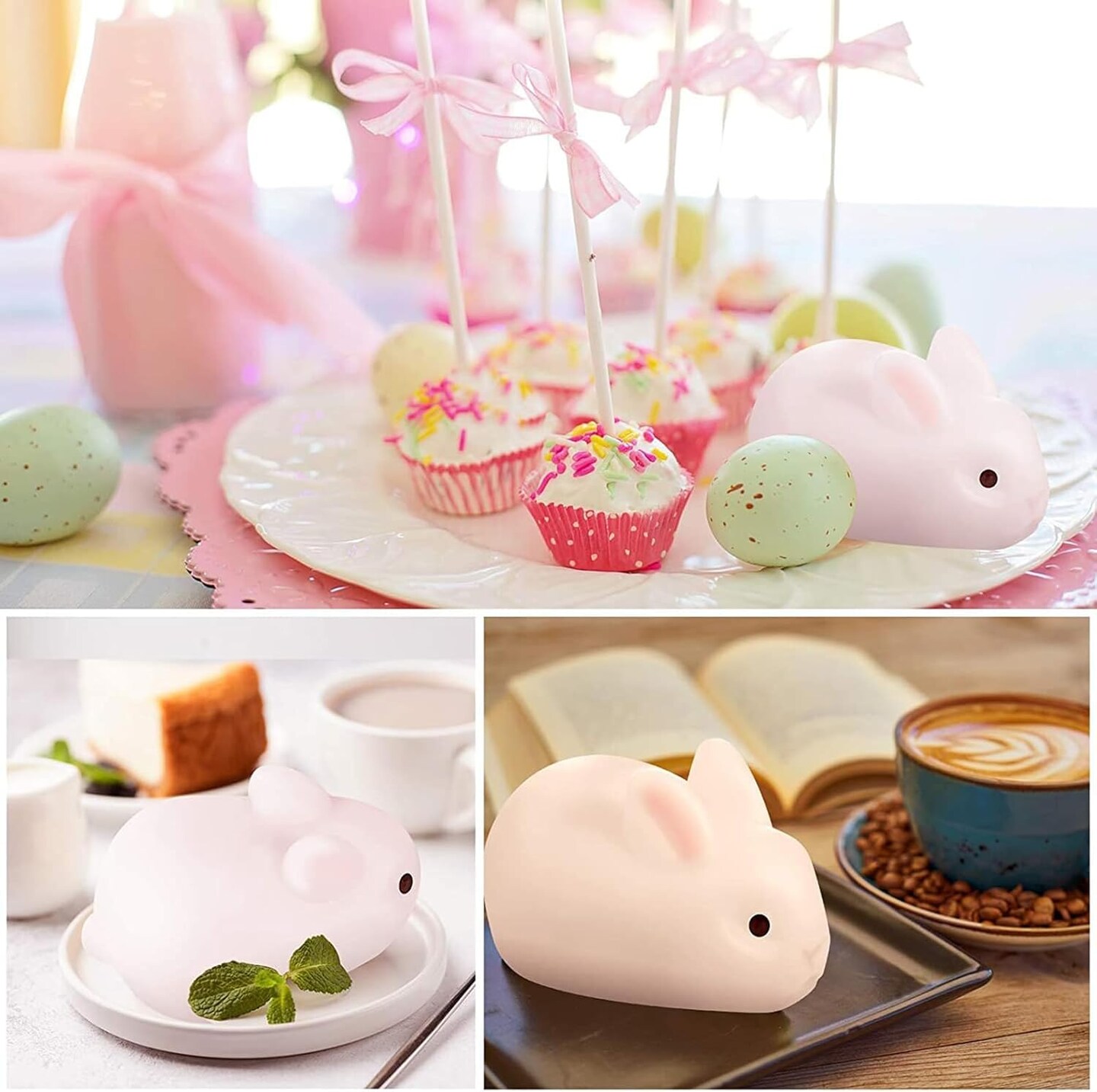 Bunny Silicone Molds, 6 Holes 3D Easter Silicone Bunny Chocolate Molds, Easter Rabbit Bunny Baking Mould for Mousse Cake Pudding Jelly Dessert Fondant Cheesecake Soap Ice Tray-2 pack