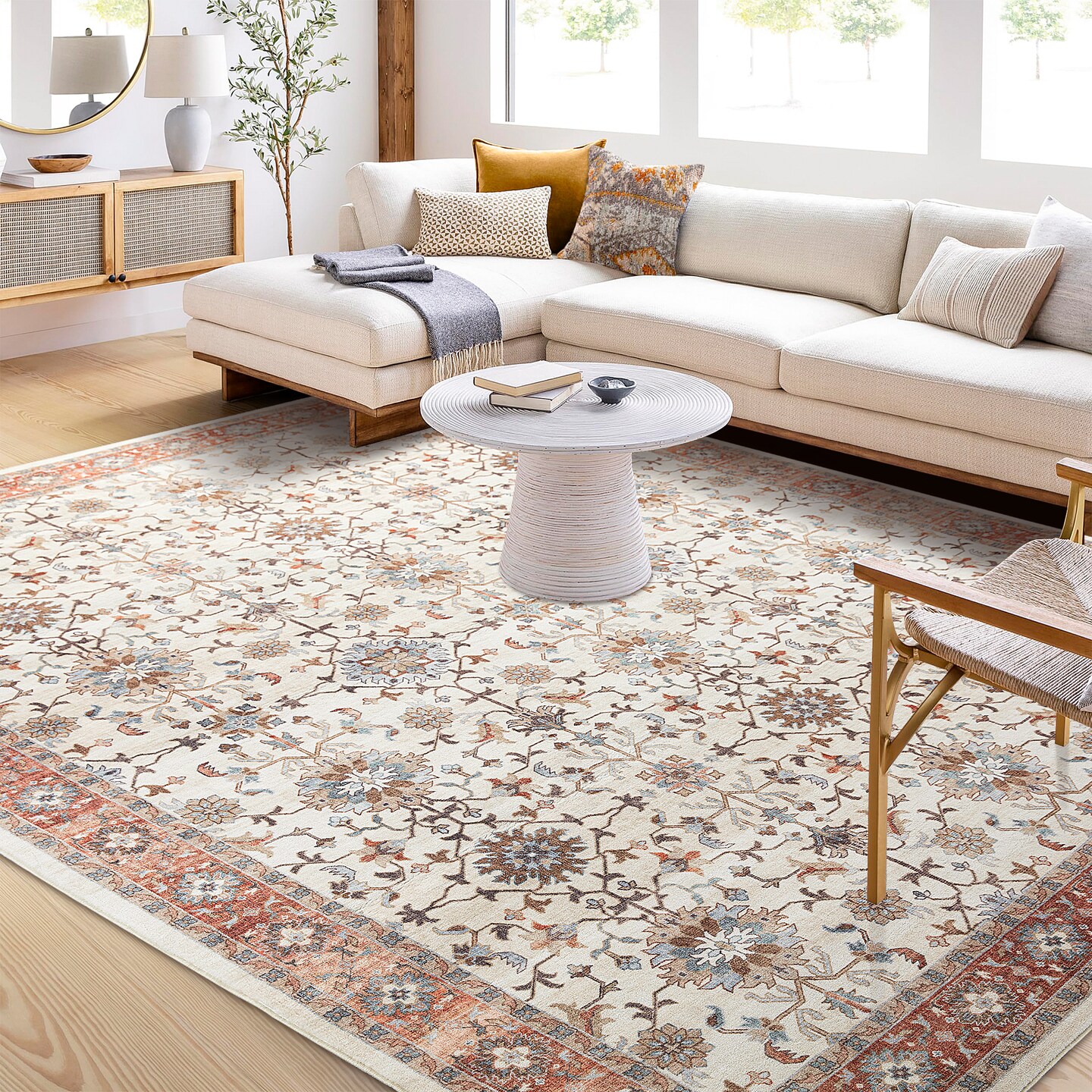 8&#x27; x 10&#x2019; Classic Persian Floral Oriental Red/ Ivory Area Rug