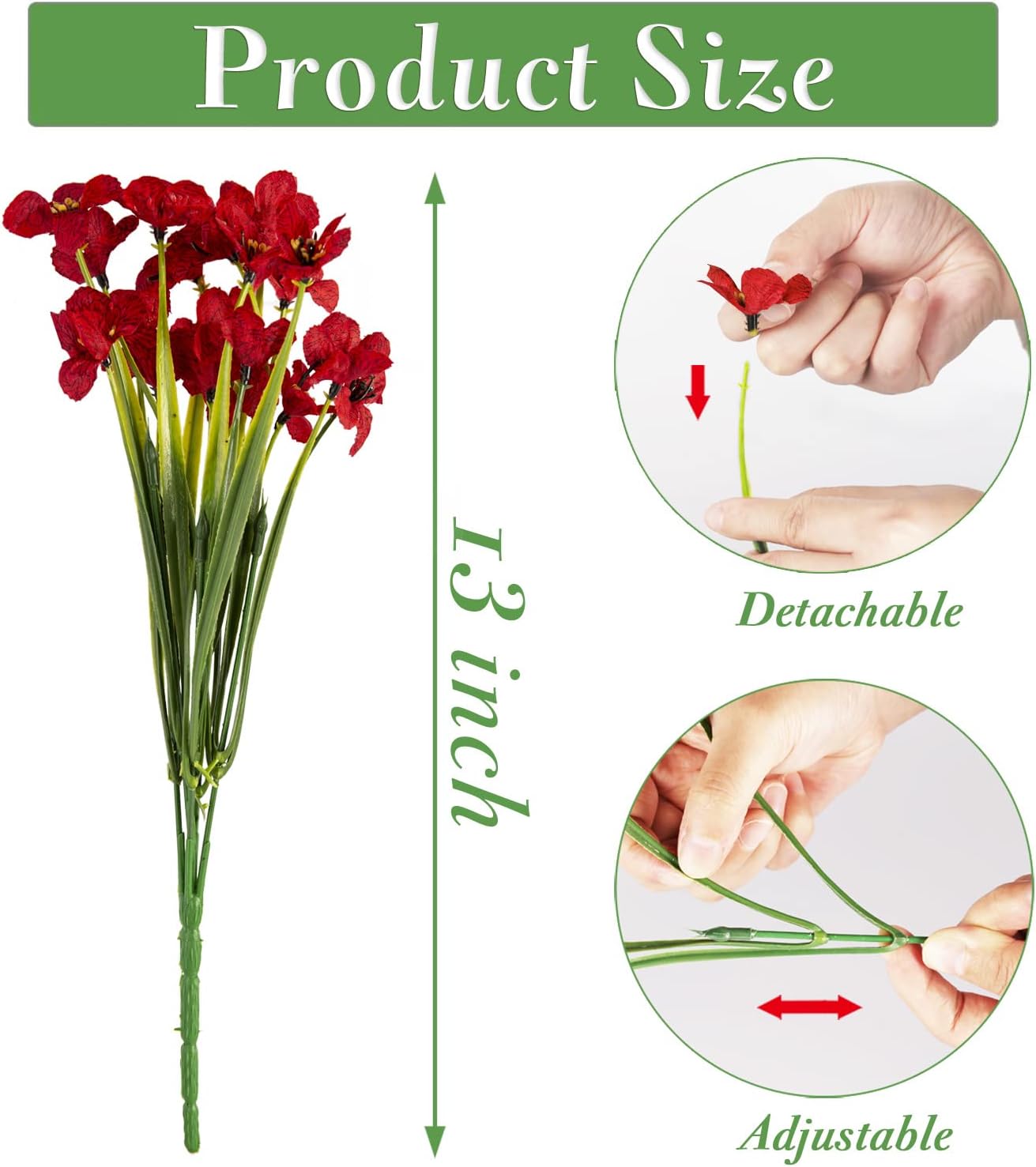 20 Bundles Artificial Flowers Outdoor UV Resistant Fake Flowers No Fade