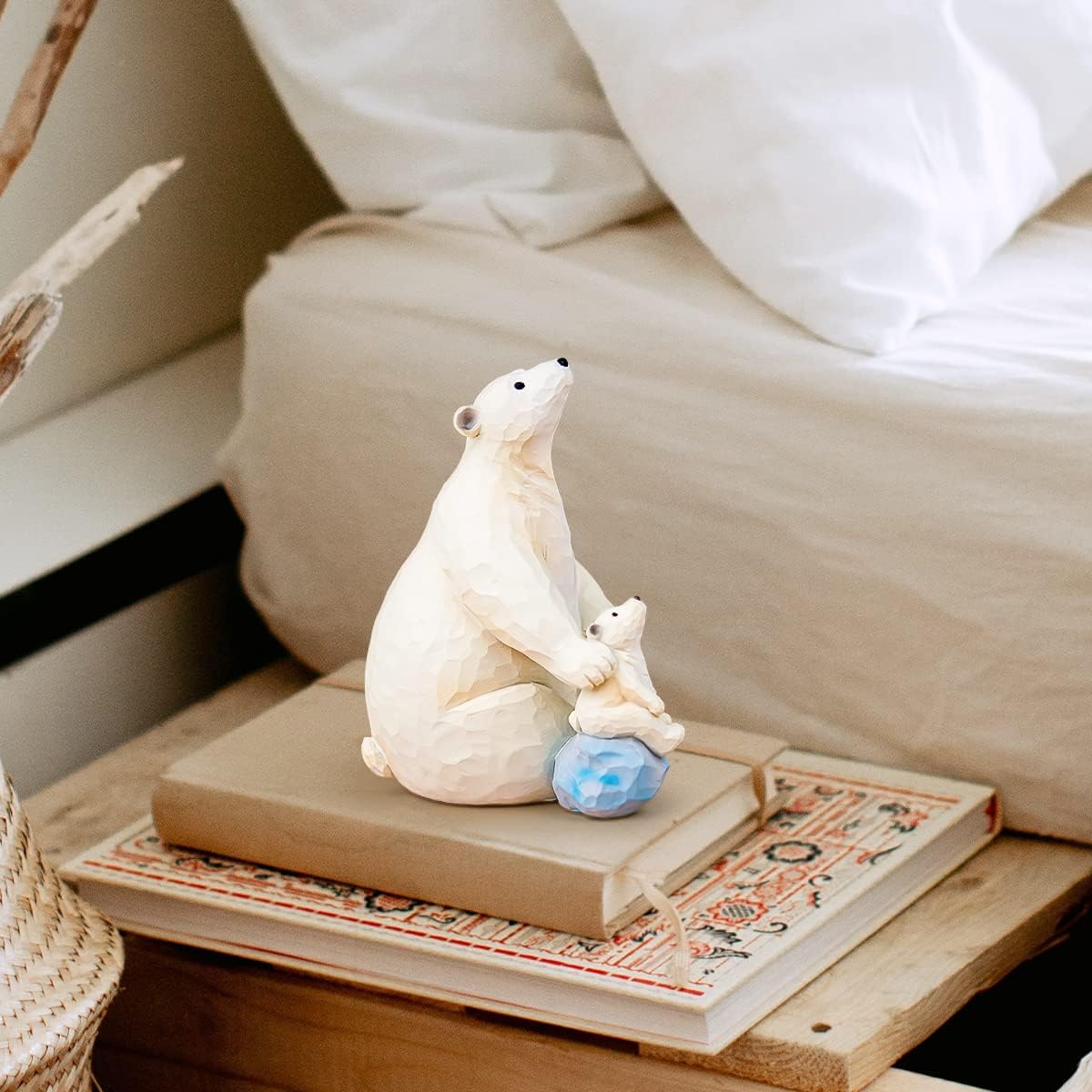 I Love You to The Moon and Back, Polar Bear Figurine Sculpted Hand-Painted, Collectible Figure Gift for Daughter Son Dad Mom Birthday Anniversary