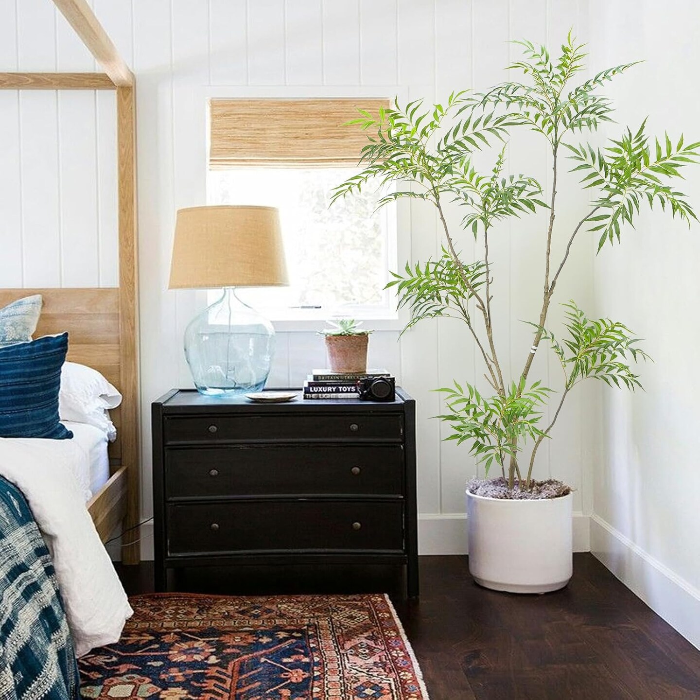 Artificial Mahonia Fortunei Tree, Luabue 6FT Tall Fake Plant Fake Tree Faux Plants Indoor, Artificial Umbrella Plants for Home Office Bedroom Balcony Living Room Lobby Decor and Housewarming Gift