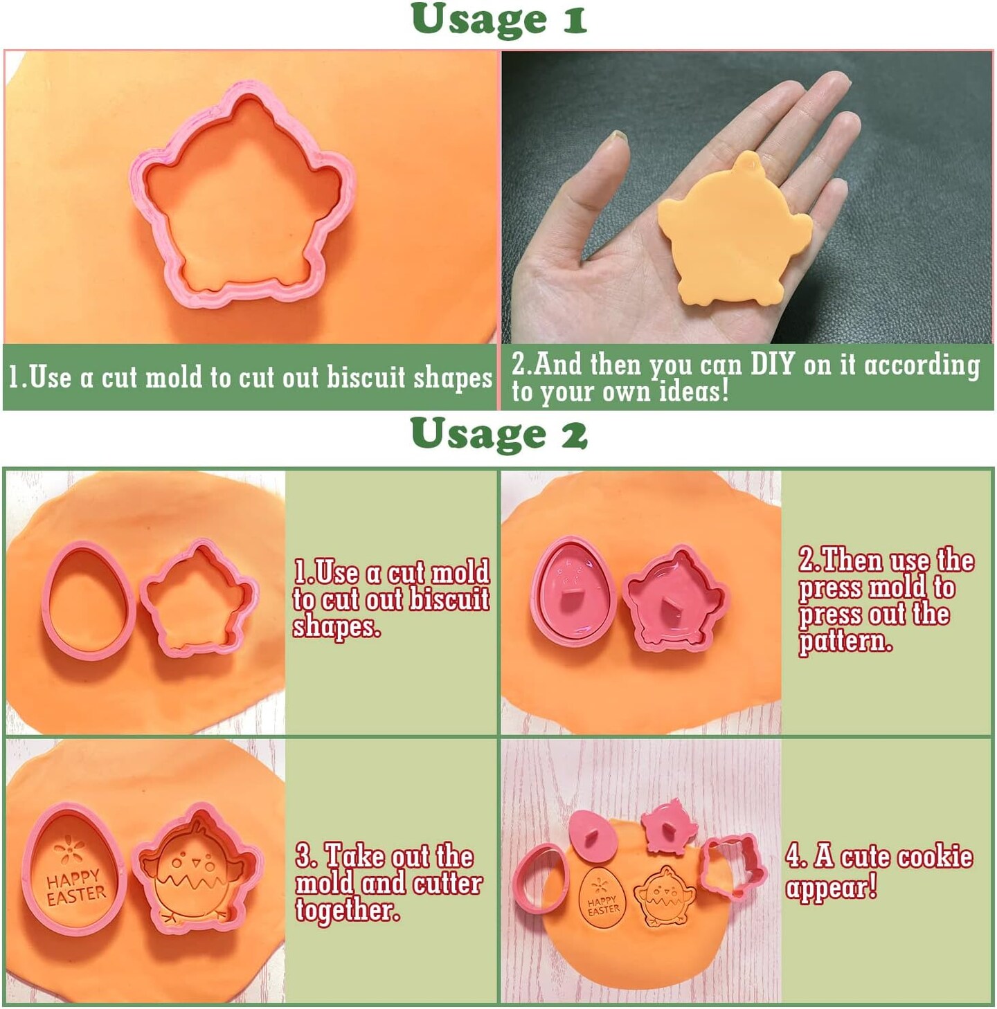 8 Styles Easter Bunny Cookie Cutters, Easter Biscuit Fondant Pastry Cookie Cutter Stamps for Baking, Easter Fun Cookie Cutters Shapes with Bunny Egg Carrot for Party Decorations