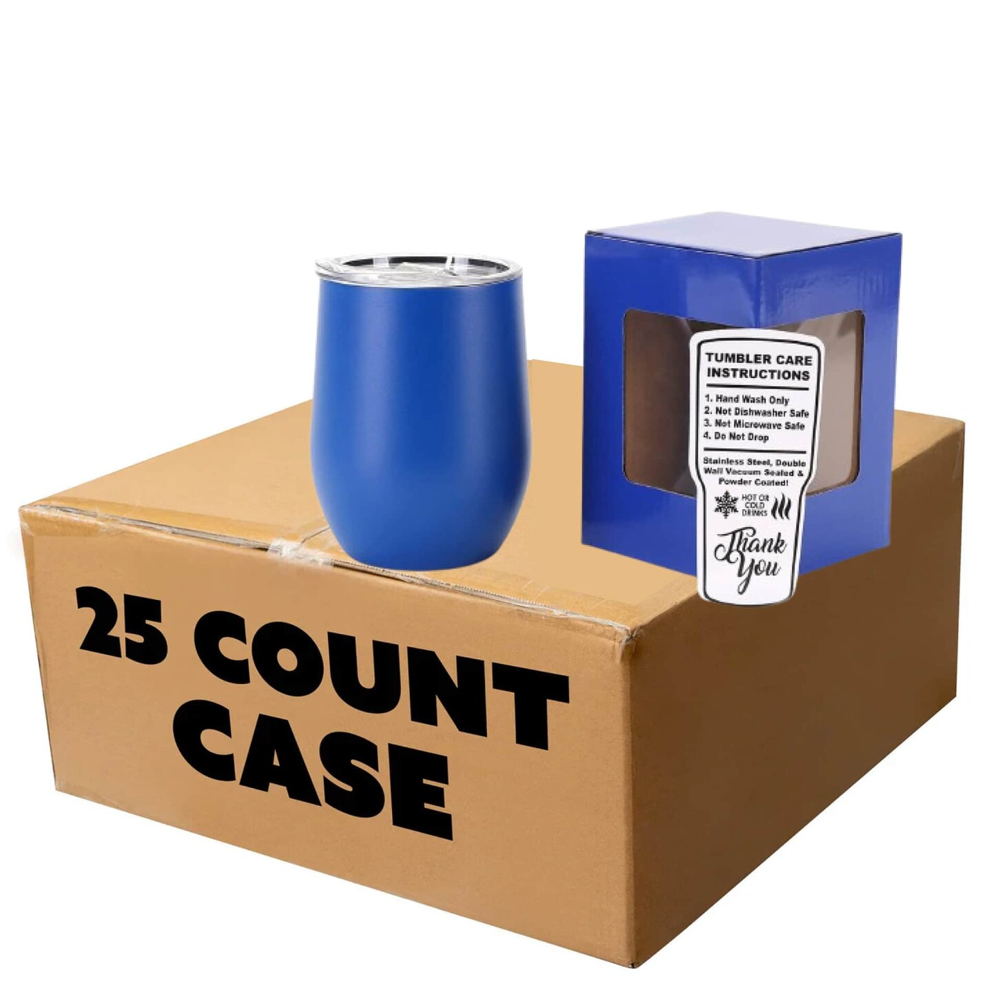 Makerflo 12 oz Powder Coated Wine Tumbler with Leak-Proof Clear Lid, Ideal for Craft and Personalization (Laser Engraving, UV DTF, Epoxy, and Vinyl)