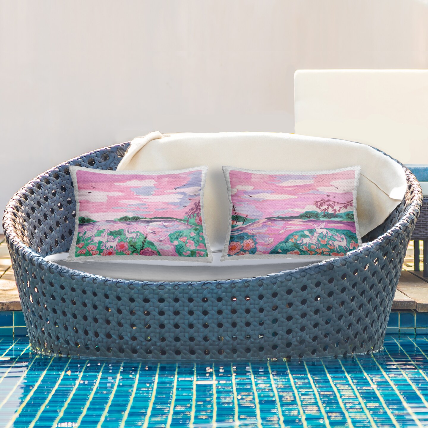 Stupell Industries Unicorn Nature Whimsy 2pc Outdoor Printed Throw Pillow Set Design by Melissa Wang, 14 x 7 x 20