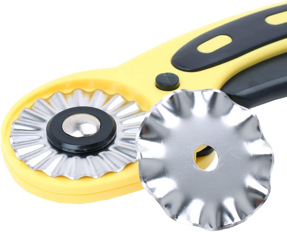 45mm Rotary Cutter Set with 9 Pack Replacement Rotary Blades Skip Rotary Blades Pinking Rotary Blades for Sewing Fabric Leather Quilting Cutter Paper Perforating Tool