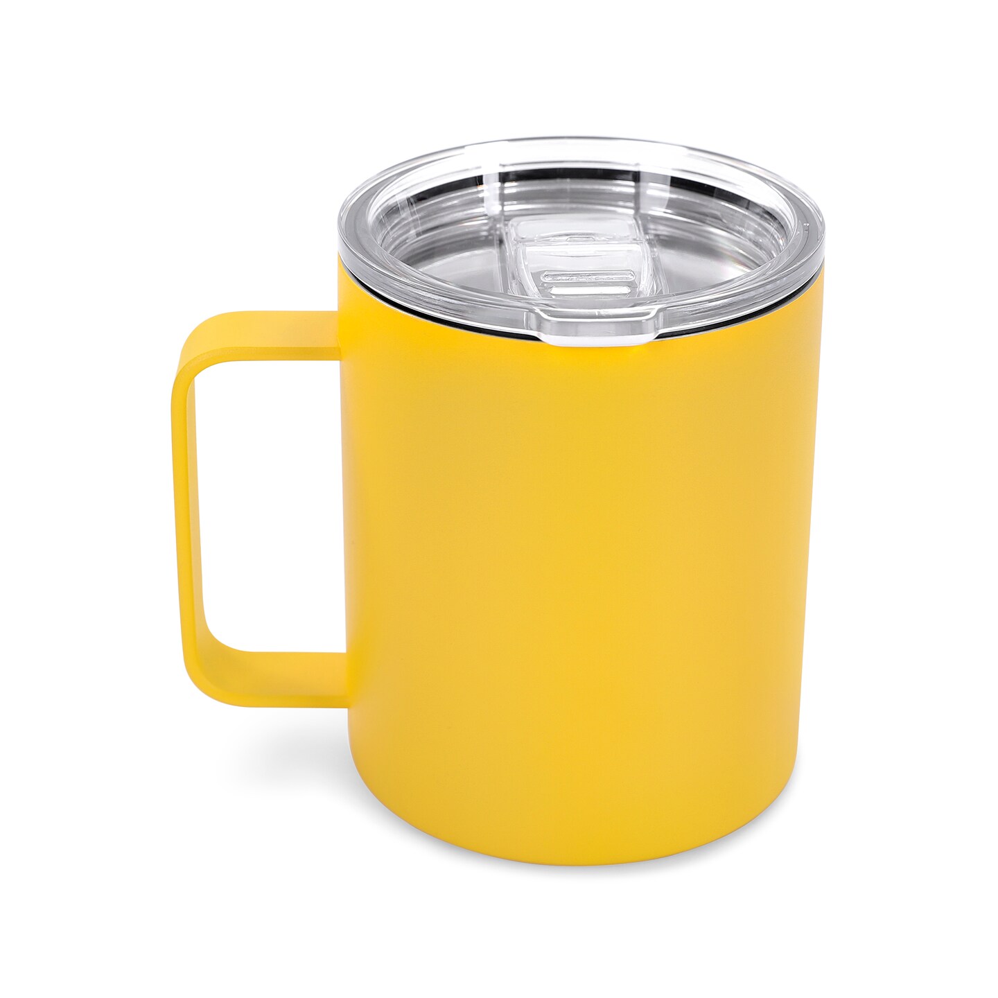 Makerflo 12 oz Powder Coated Camper Mug with Leak-Proof Clear Lid, Ideal for Craft and Personalization (Laser Engraving, UV DTF, Epoxy, and Vinyl)