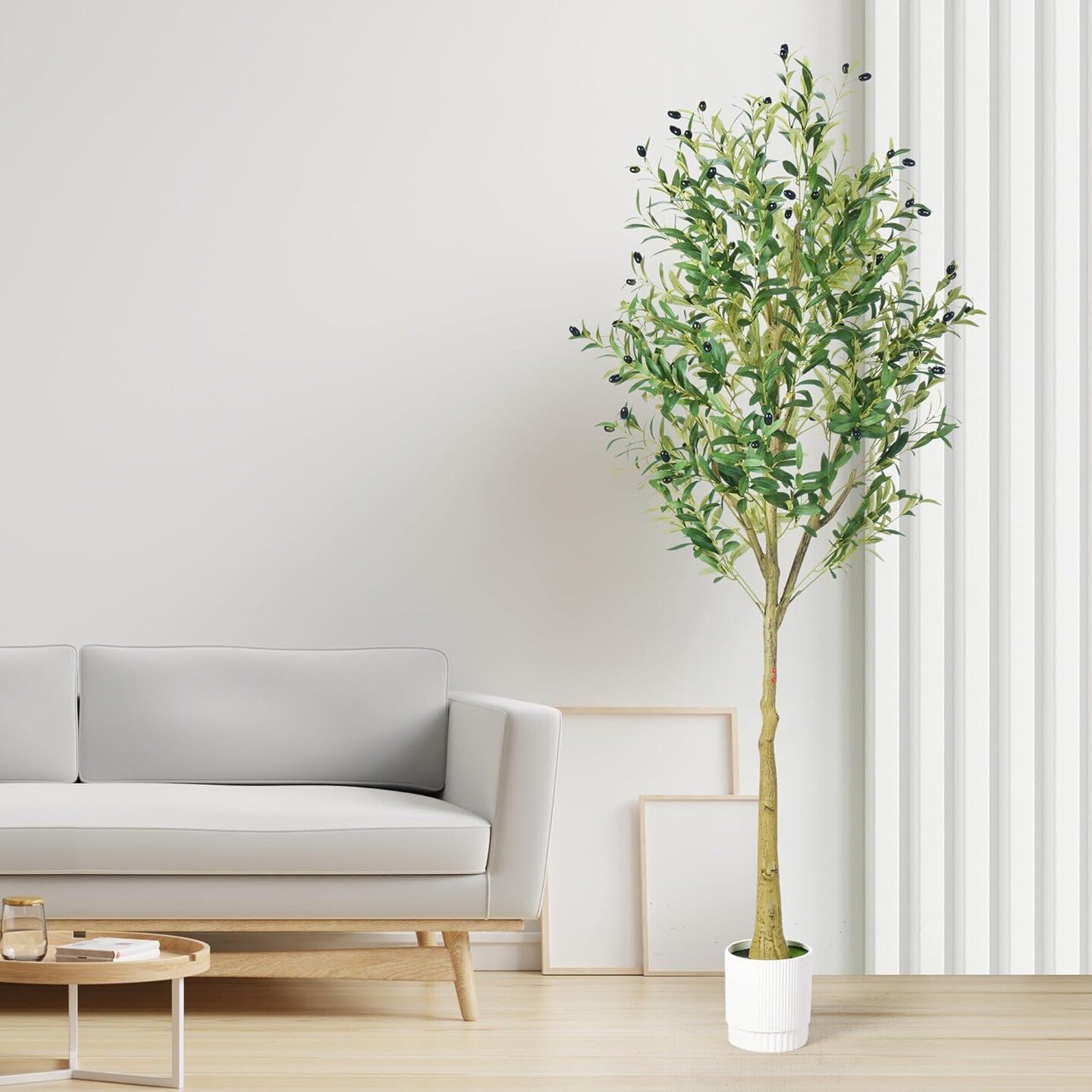 6ft Olive Tree, Olive Plant Artificial Indoor with 1296 Dense Leaves &#x26; 72 High-Simulated Olive Fruits- Easy Assembly, Low Maintenance (Thick Olive Tree, 6ft)