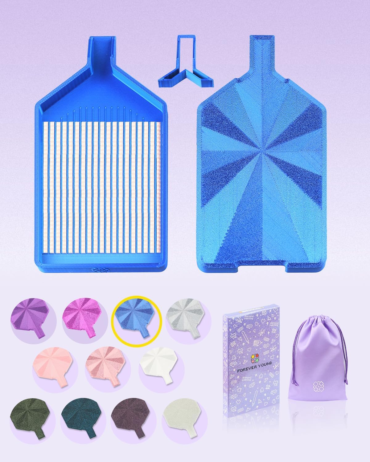 Silky Diamond Painting Tray with Prismatic Lid for 5D Beads, Sapphire