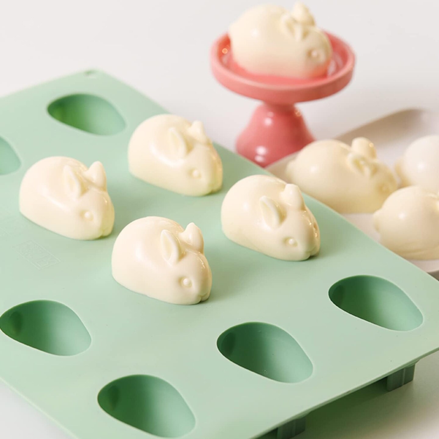 Bunny Rabbit Cake Chocolate Mold Sheet for Baking, 3D Silicone Pan 12 x 8 inch, Cute Animal Shaped for Children Kids Easter Birthday, Bakeware Dessert, Candy, Ice, Jelly, Pudding, Pastry