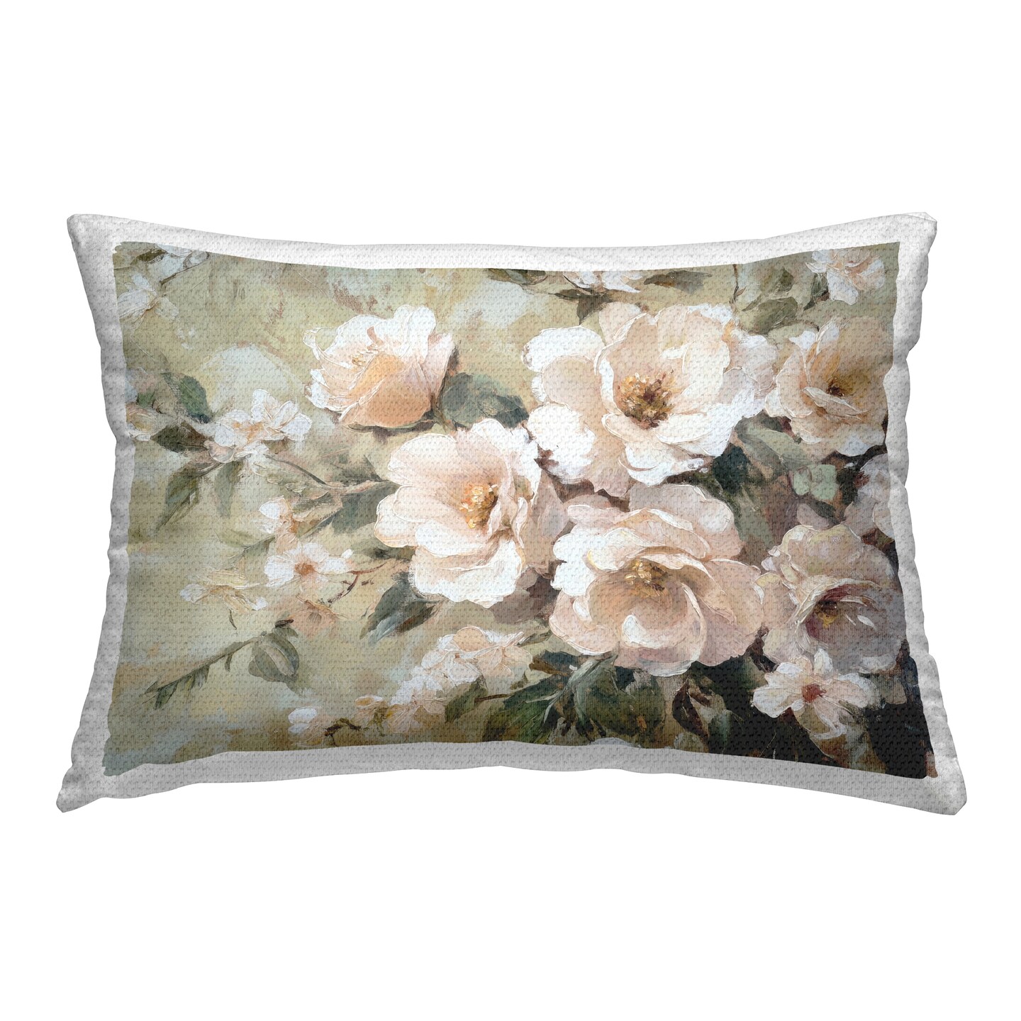 Stupell Industries Cream Dynamic Florals Outdoor Printed Throw Pillow Design by Petal Prints Design, 14 x 7 x 20