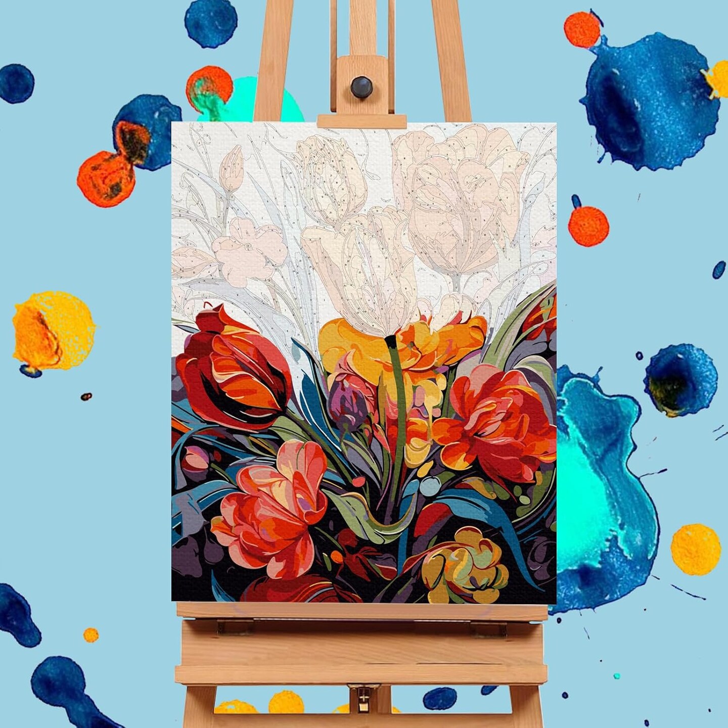 Paint by Numbers Kit for Adults- Flowers Adult Paint