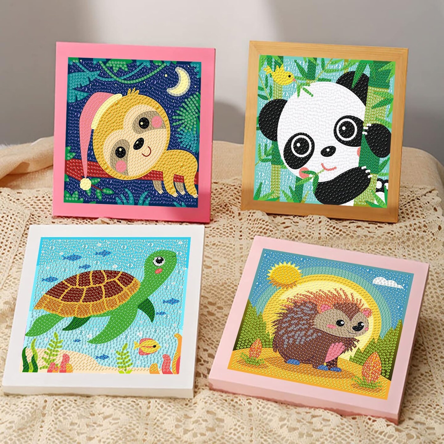 4 Pack 5D Cartoon Diamond Painting Kits for Kids Beginners