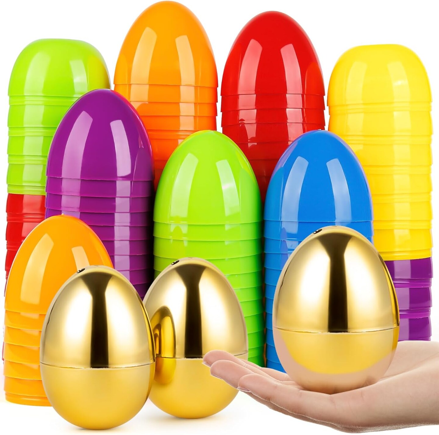 38 PCS 3.5&#x22; Easter Eggs with 2 Golden Eggs, Easter Eggs for Easter Hunt, Basket Stuffers Fillers, Empty Eggs Fillable with Candy, Toys, Easter Basket Essentials