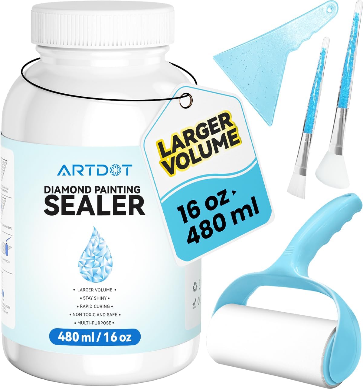 16 oz Diamond Art Sealer Kit with Large-Capacity Glue for Crafts