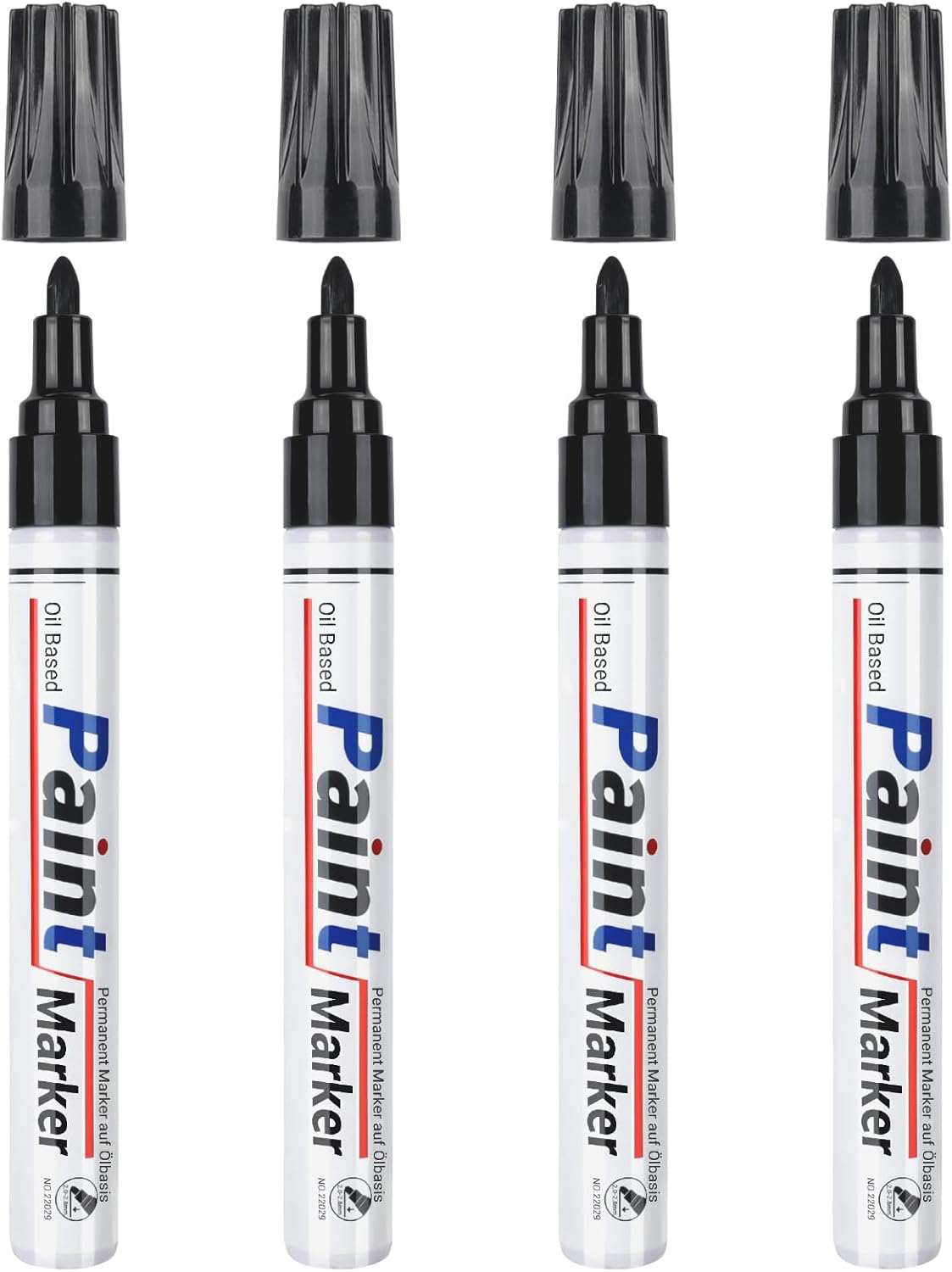 Black Paint Pen Permanent Marker Waterproof -4 Black paint markers,paint marker for Metal,Rocks,Wood,Plastic,Tire,Glass,Fabric,label,Medium Tip,Oil Based Markers Pens Permanent