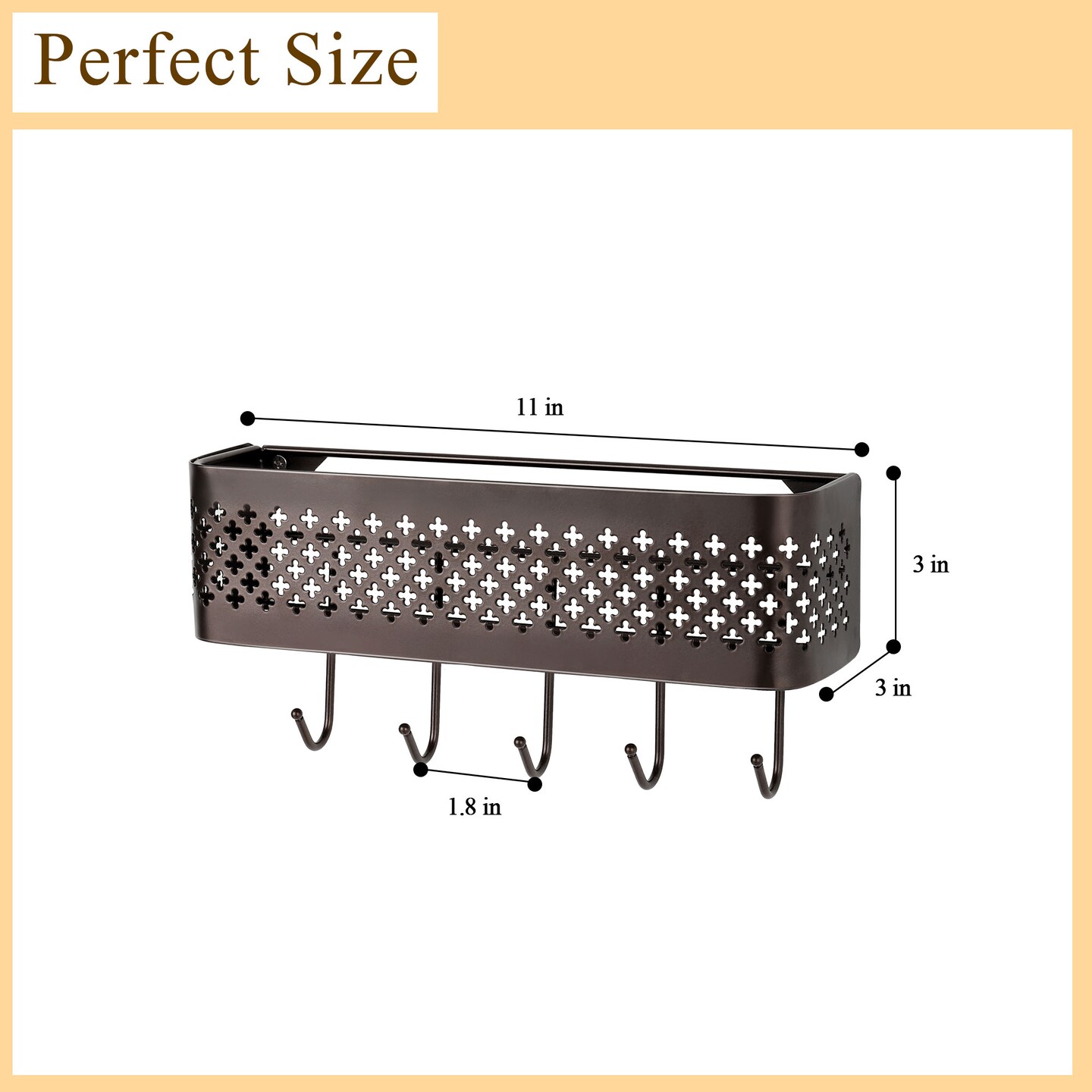 2PCS Wall Mount Metal Letter Holders Basket with 5 Hooks