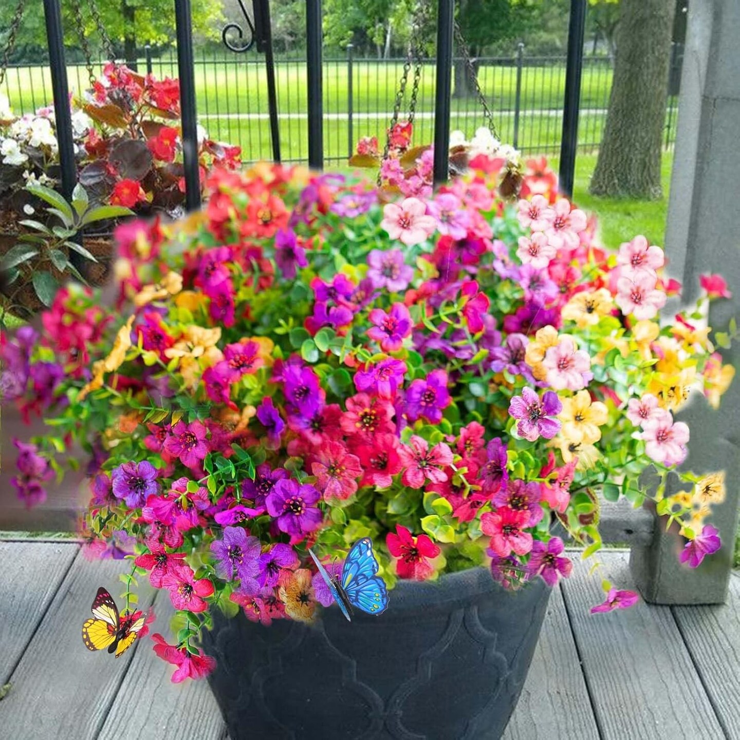 12 Bundles Artificial Flowers for Outdoors, UV Resistant Fake Outdoor Flowers No Fade Faux Outdoor Flowers Plants for Garden Porch Window Box Farmhouse Pot Planters Decor (Multi ColorA)