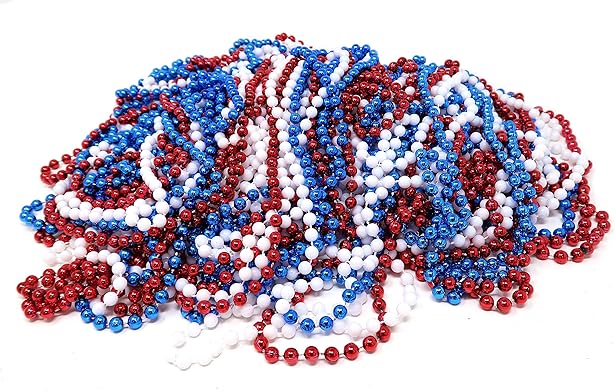 4E&#x27;s Novelty 72 PackNecklace Necklace&#x2013; Red White and Blue Necklace for 4th of July Accessories