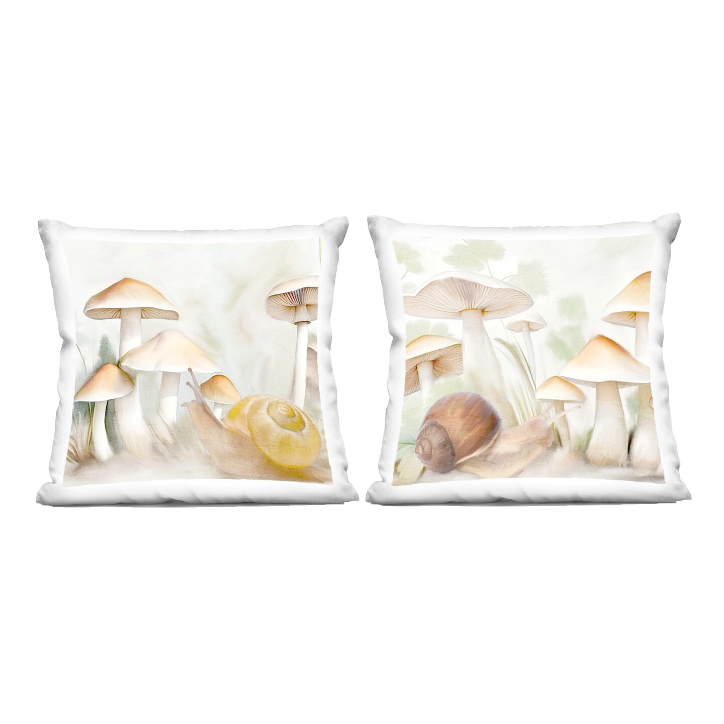Stupell Industries Snail Crawl by Mushrooms 2pc Decorative Printed Throw Pillow Set Design by Kim Allen, 18 x 7 x 18