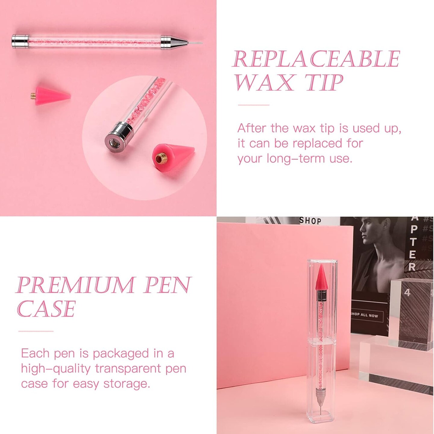 2 PCS Wax Pen, Diamond Painting Pens No Wax Needed Self-Stick Drill Pens, Diamond Art Pens for DIY Crafts Painting Cross-Stitch Nail Art