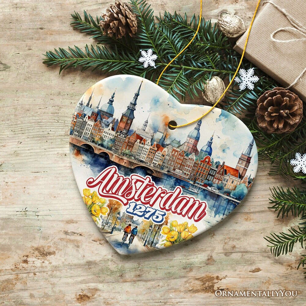 Artistic Amsterdam Landmarks and Heritage Christmas Ornament, Cultural Netherlands Gift and Keepsake