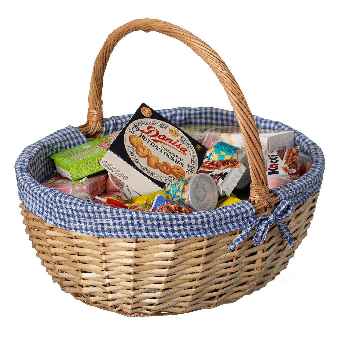Wickerwise Picnic Basket with Handle, and Washable Plaid Liner - Ideal for Outdoor Adventures, Photoshoots and Home Décor - Perfect Gift Basket for Weddings and Holidays like Halloween
