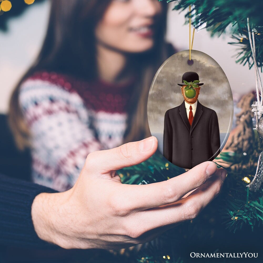 Ren&#xE9; Magritte The Son of Man Ornament, Vintage Surrealism Painting Christmas Decor